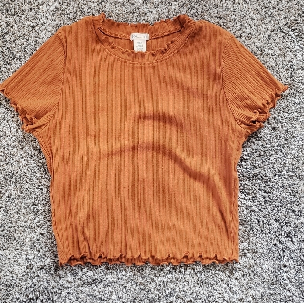 Bozzolo | Ribbed Crop Top with Ruffled Hem